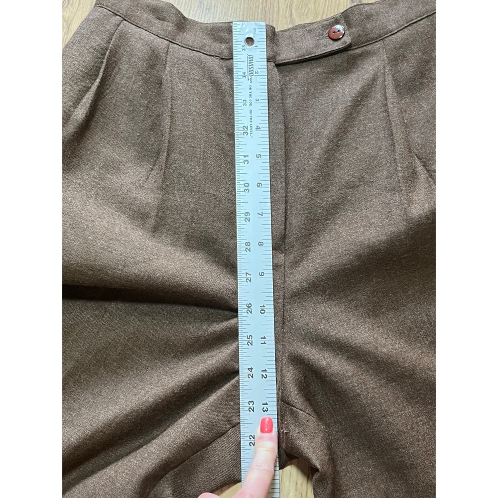 Vintage 100% Wool Trousers Pants Womens 6 Petite Brown High Rise Lined Classic - Picture 10 of 11